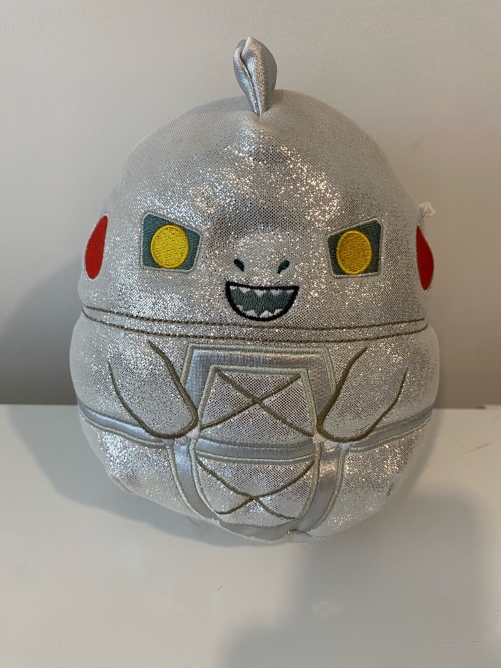 Squishmallows MechaGodzilla 8” Metallic Silver Plush Kellytoy Godzilla Toho 2023